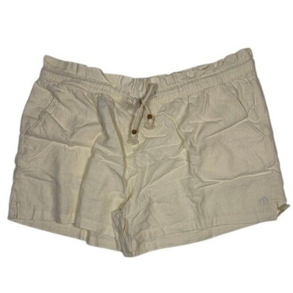 Hang Ten Linen Shorts Womens XL A0048045PS Cream 4" Inseam‎ NEW